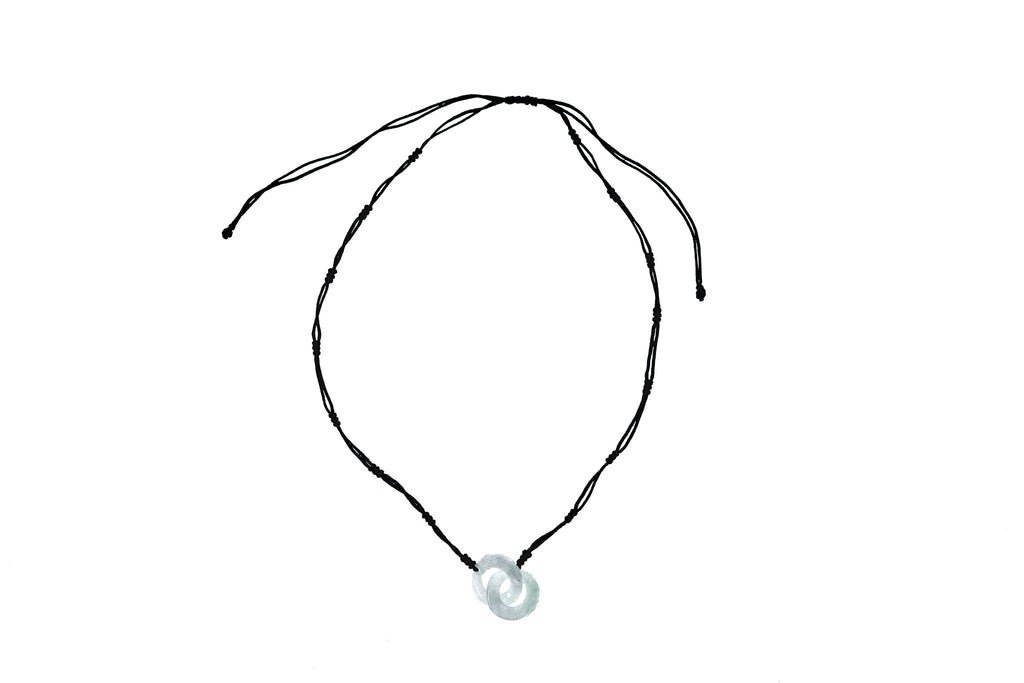 Pale jade interlocking rings necklace