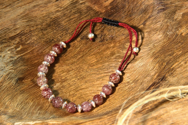 Strawberry Quartz and Silver Bracelet