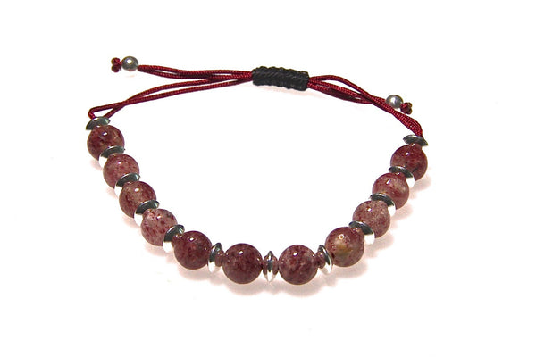 Strawberry Quartz and Silver Bracelet