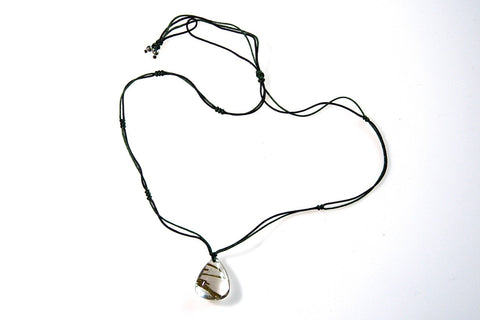 Gold Rutilated Quartz Pear-shaped Necklace two