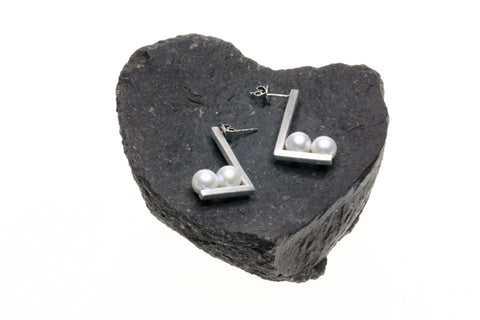 Pure Silver Double Triangle earrings