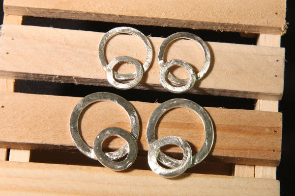 Pure Silver Double Circle earrings