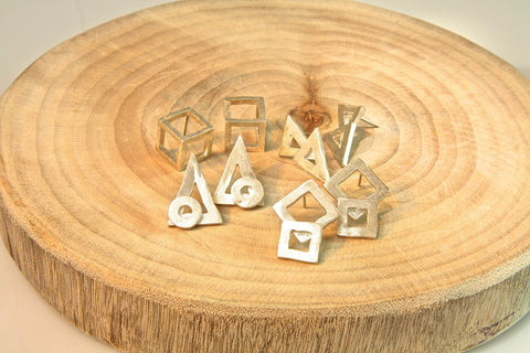 Pure Silver Double Triangle earrings